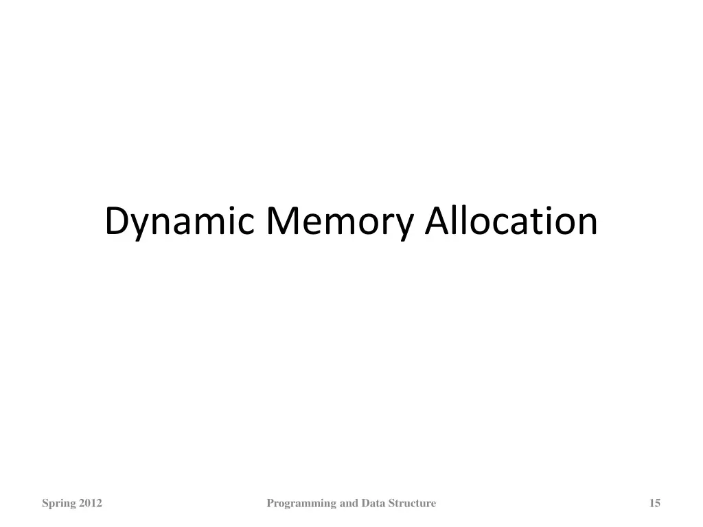 dynamic memory allocation