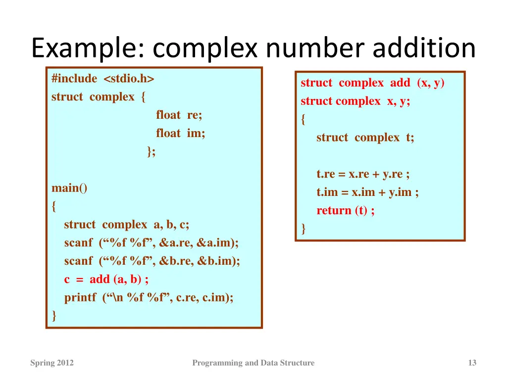 example complex number addition include stdio