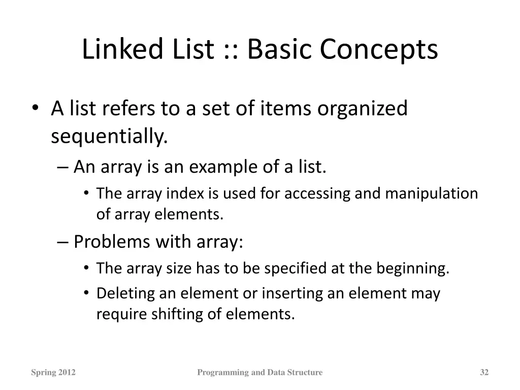 linked list basic concepts