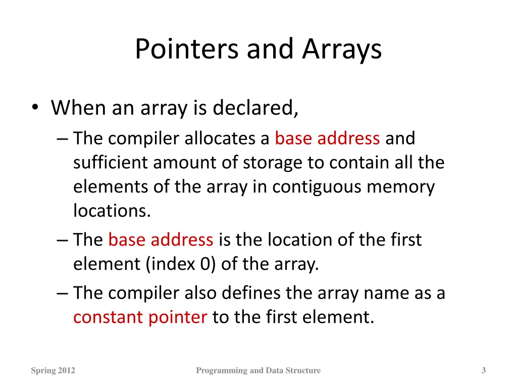 pointers and arrays