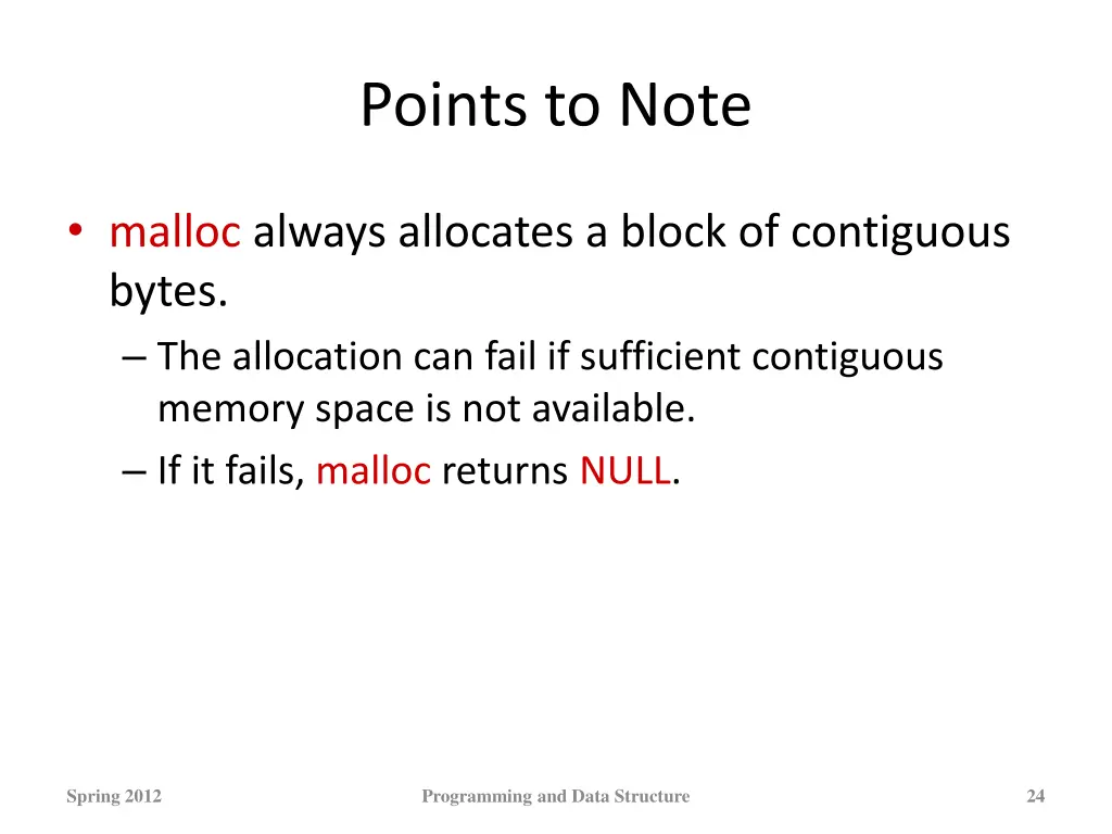 points to note