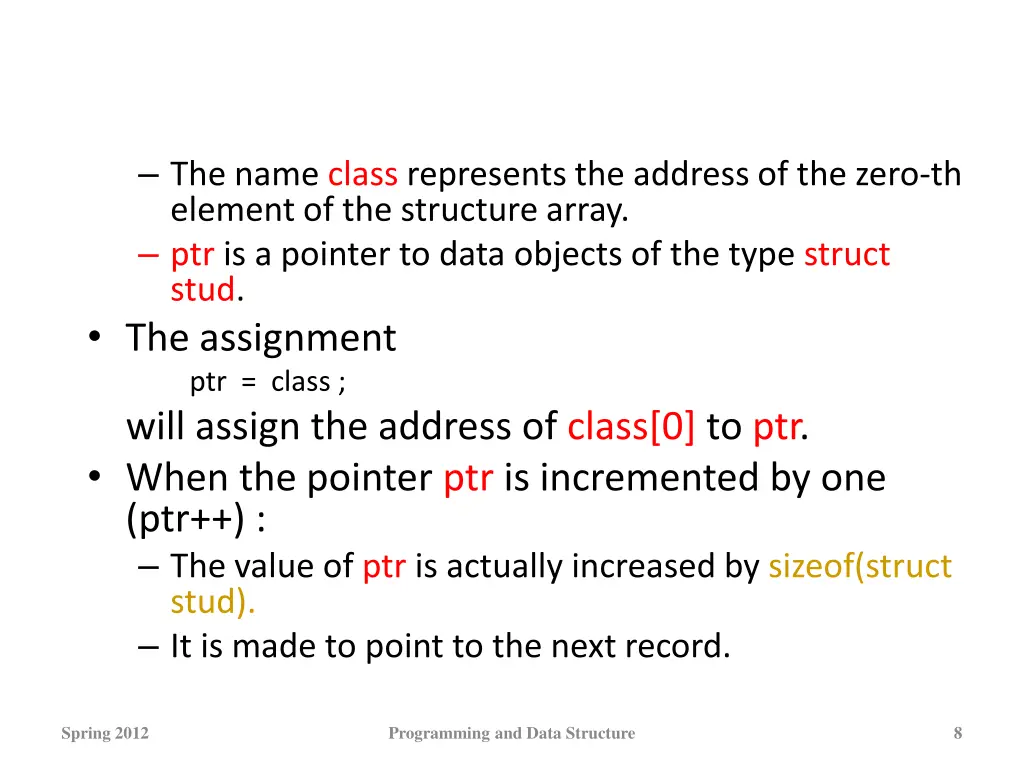the name class represents the address of the zero