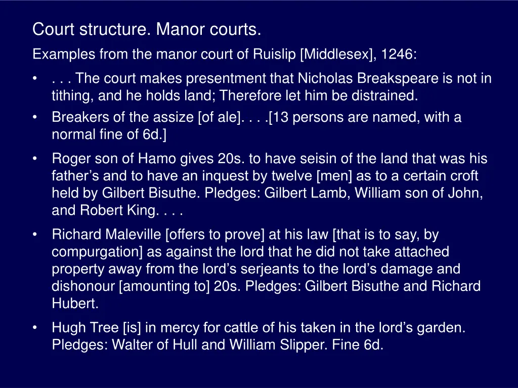 court structure manor courts examples from