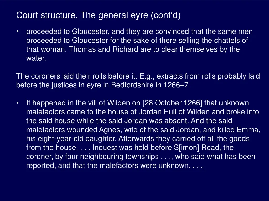 court structure the general eyre cont d