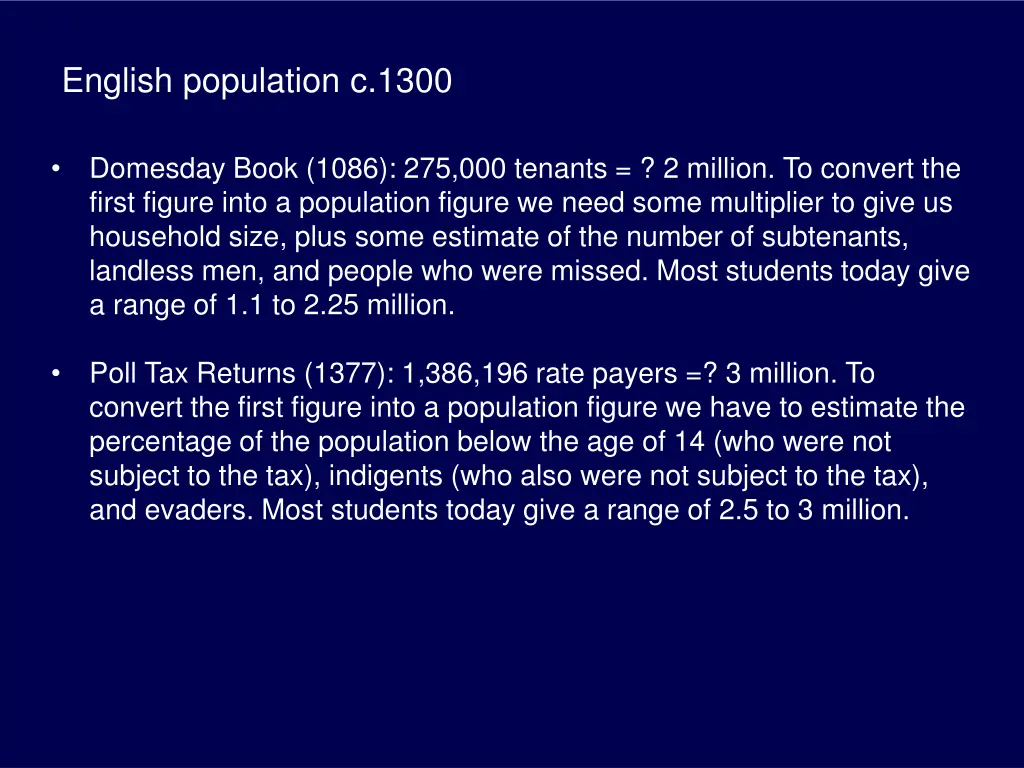 english population c 1300