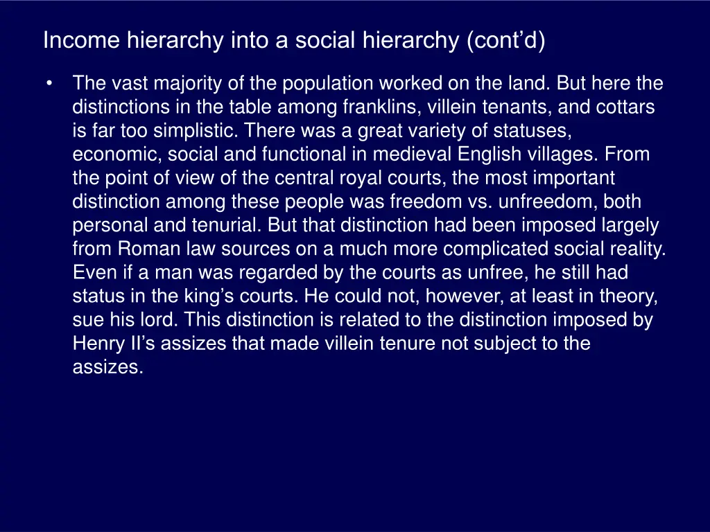 income hierarchy into a social hierarchy cont d 2