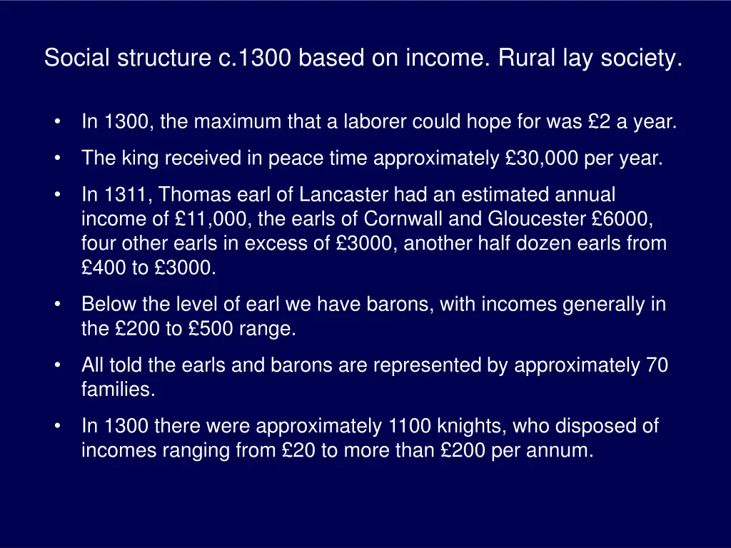 social structure c 1300 based on income rural