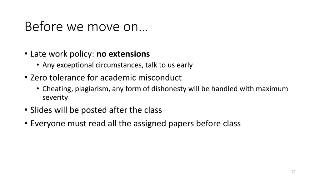 before we move on