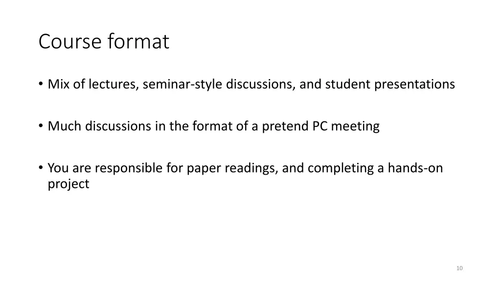 course format