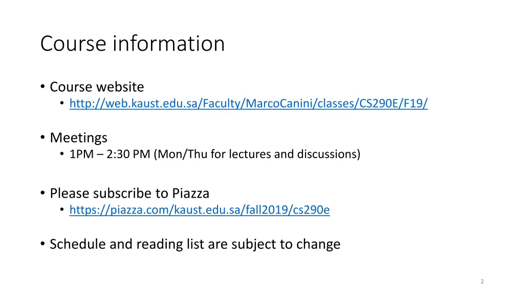 course information