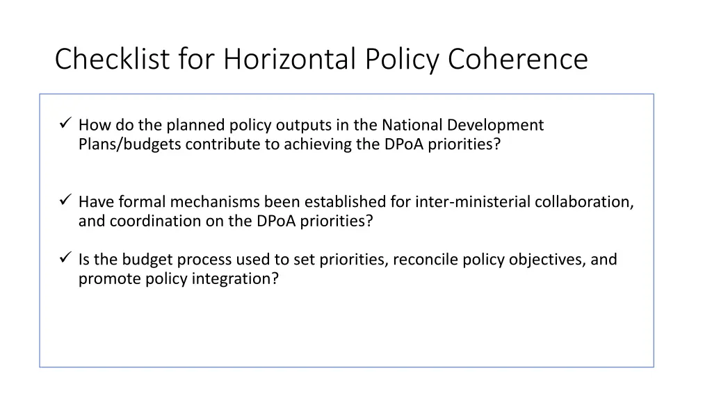 checklist for horizontal policy coherence 1