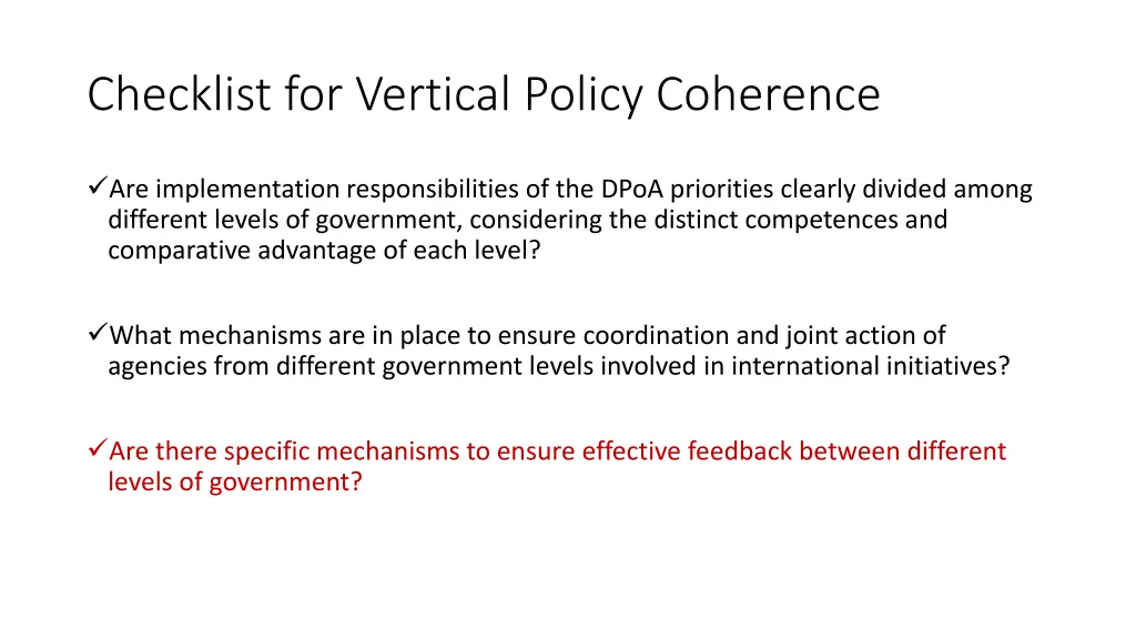 checklist for vertical policy coherence 1
