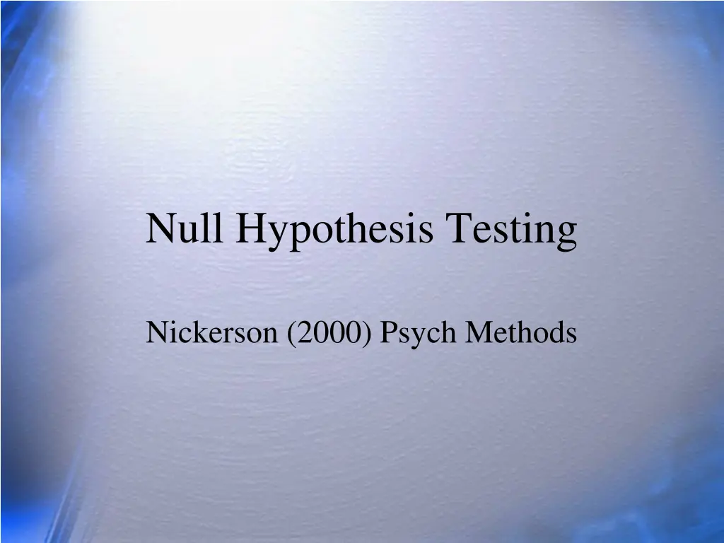 null hypothesis testing