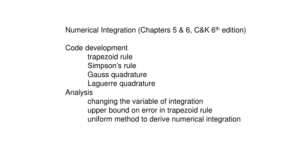 numerical integration chapters