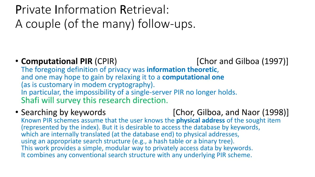 p private i information r retrieval a couple