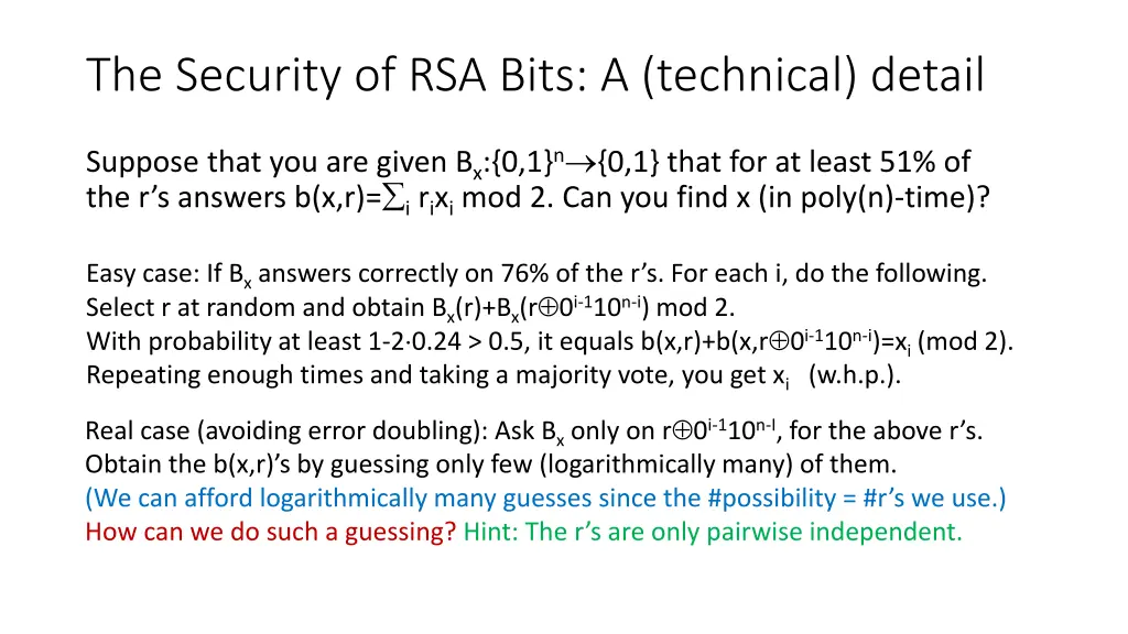 the security of rsa bits a technical detail
