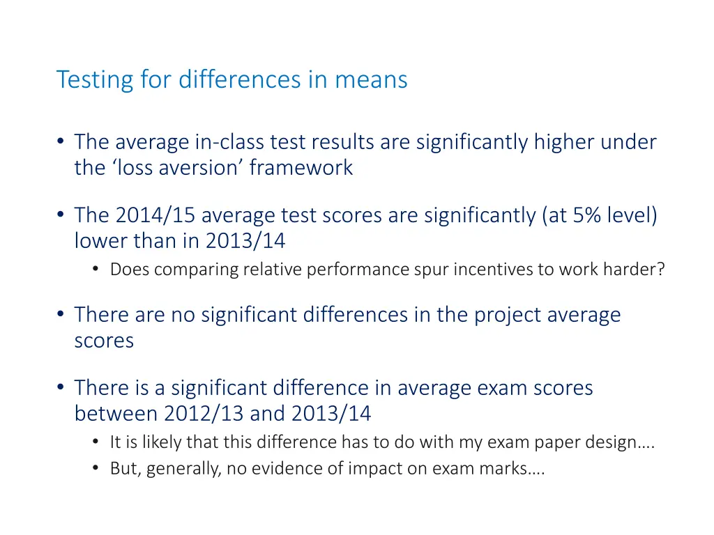 testing for differences in means