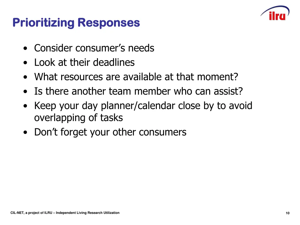 slide 10 prioritizing responses prioritizing