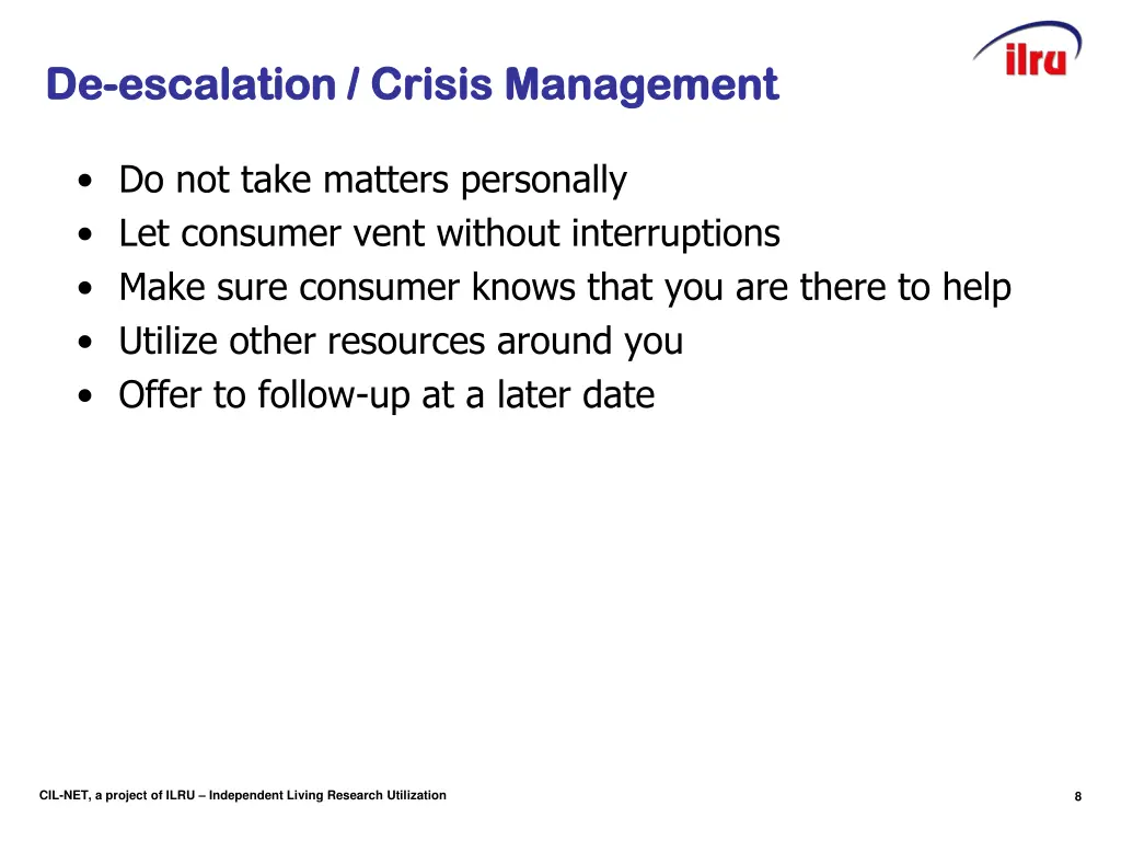 slide 8 de de escalation crisis management