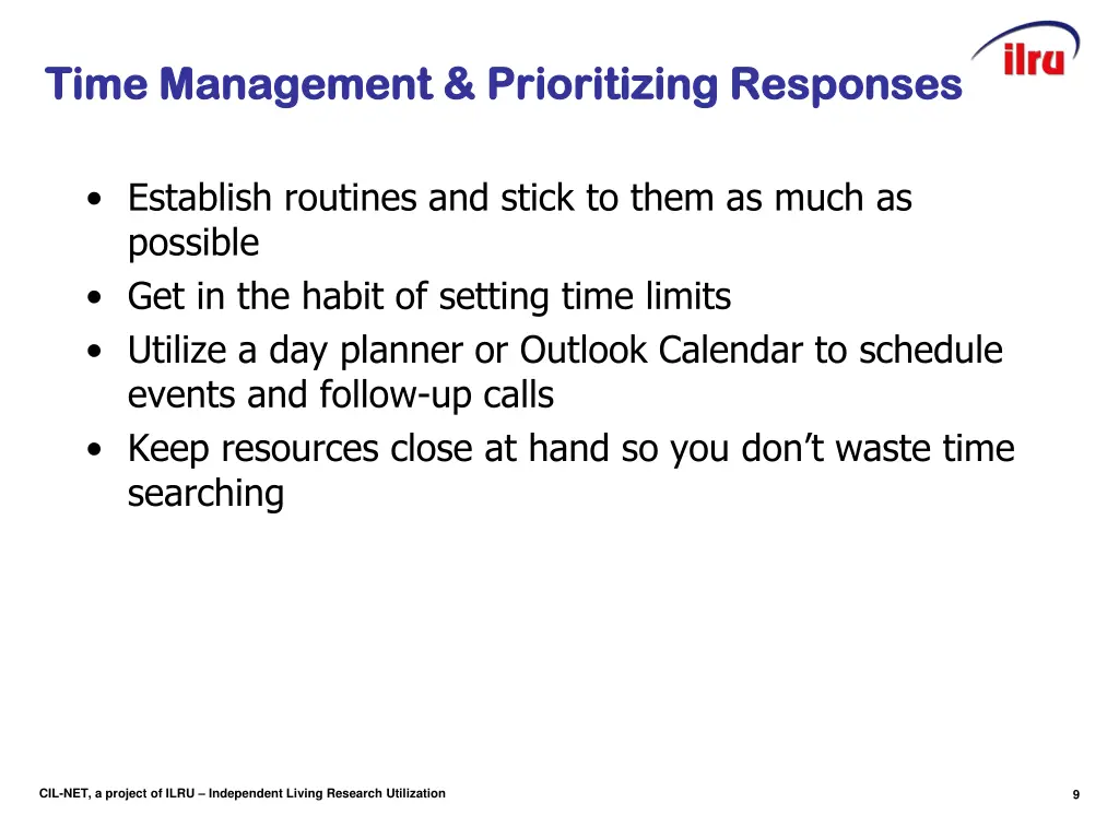 slide 9 time management prioritizing responses
