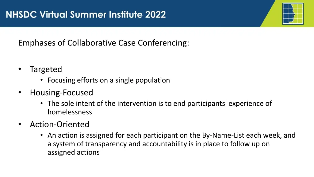 emphases of collaborative case conferencing
