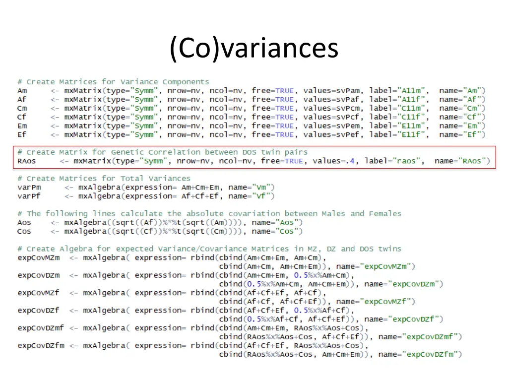 co variances