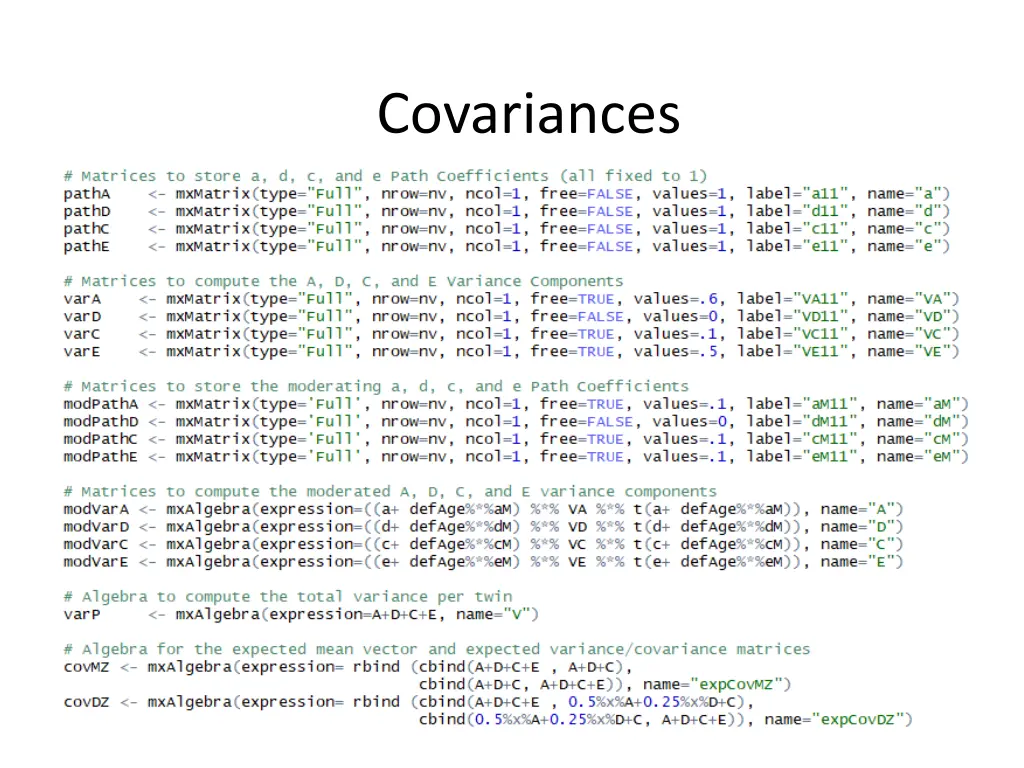 covariances