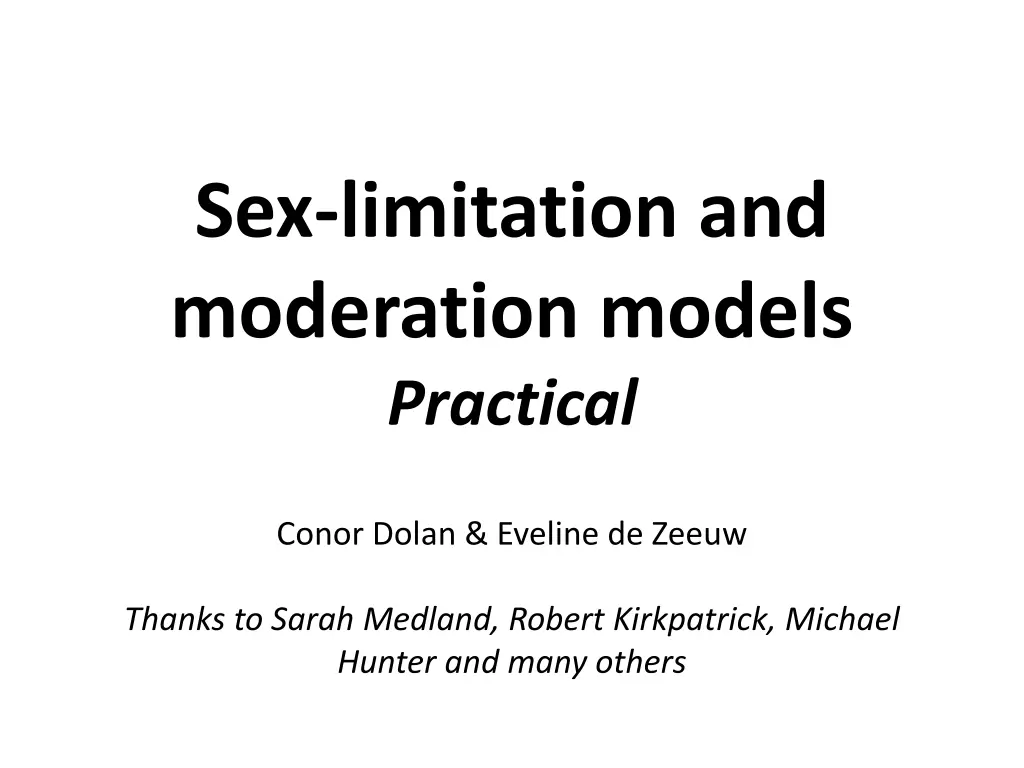 sex limitation and moderation models practical