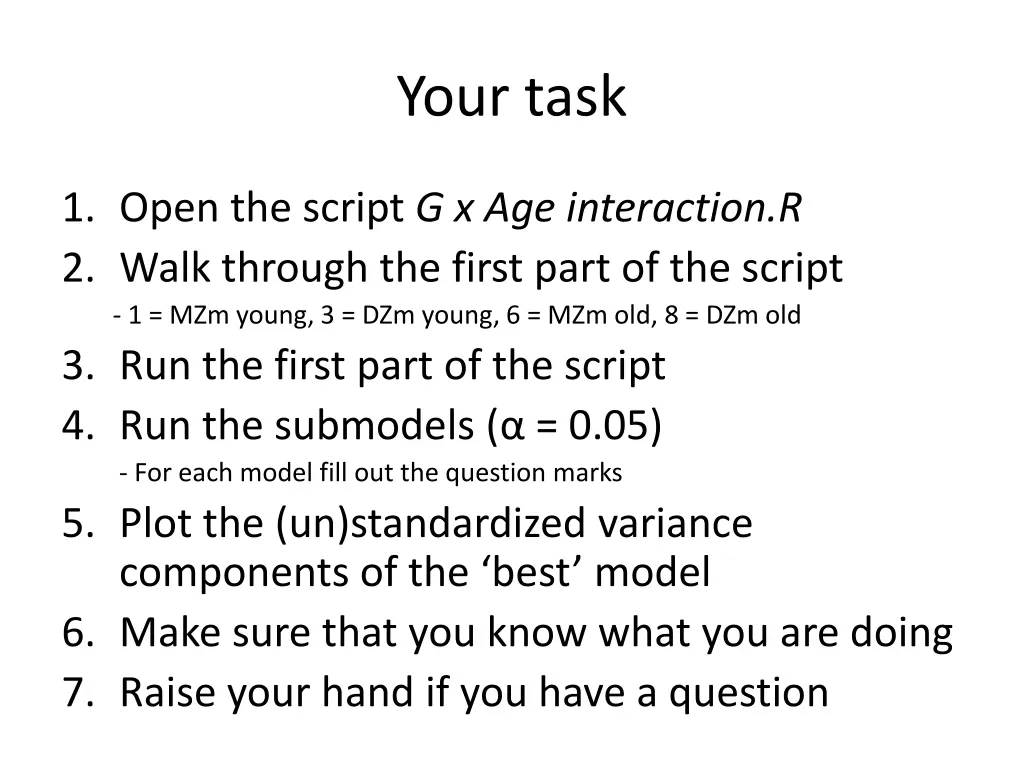 your task 1