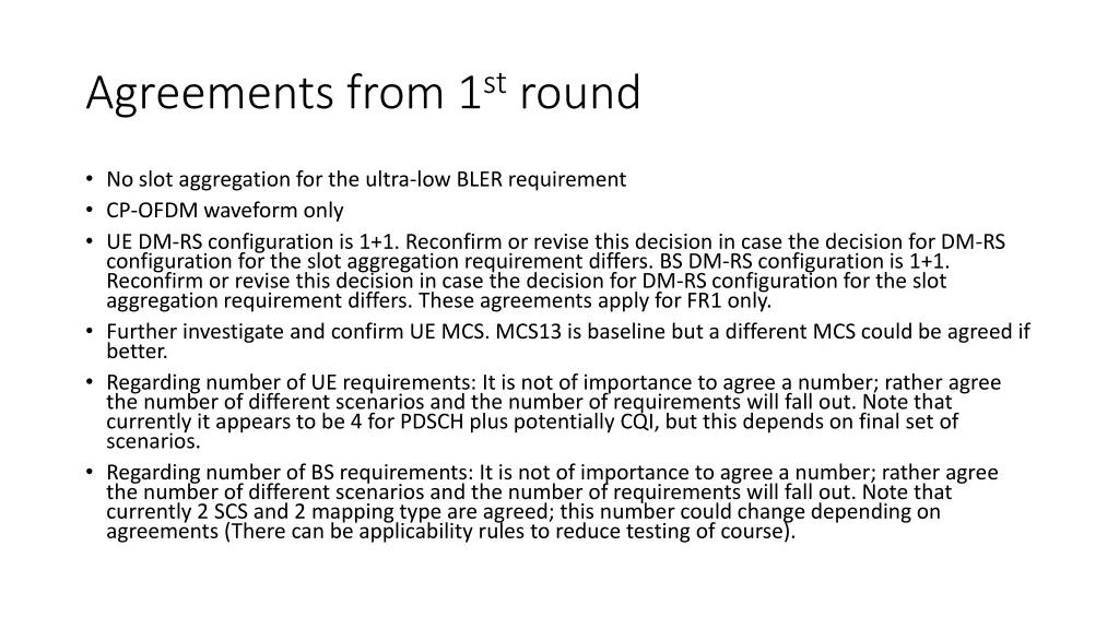agreements from 1 st round