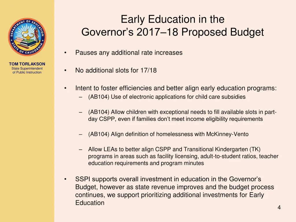 early education in the governor s 2017