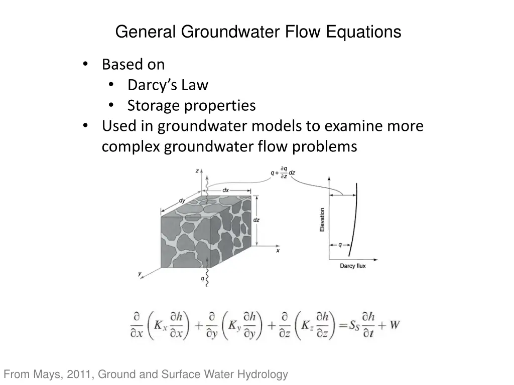 general groundwater flow equations
