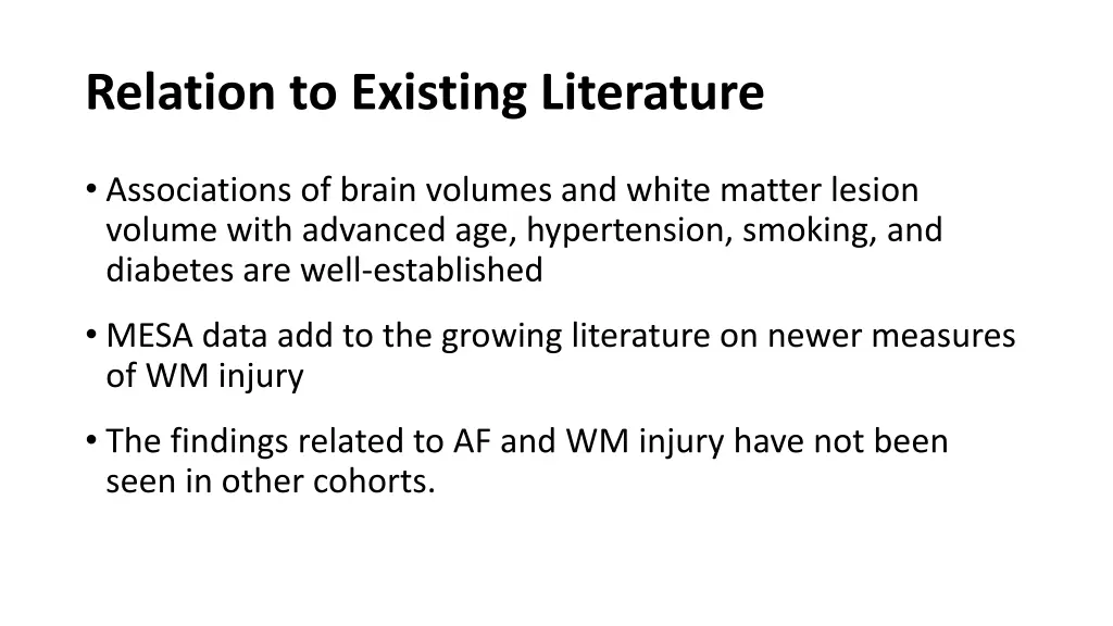 relation to existing literature