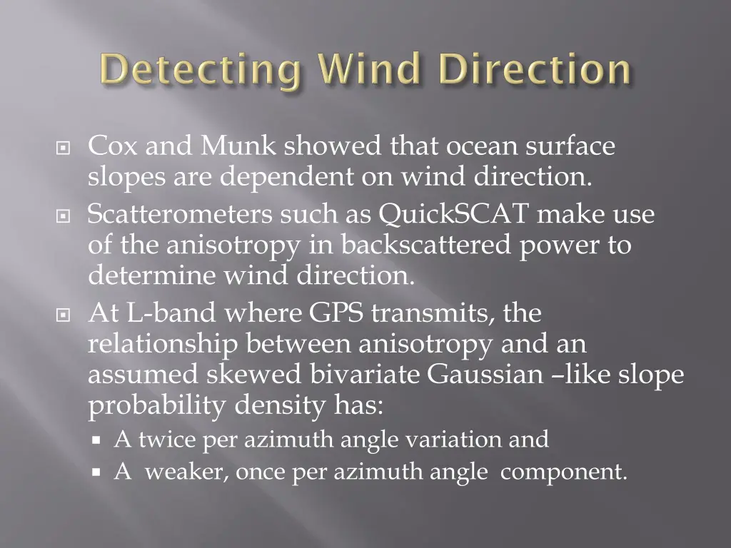 cox and munk showed that ocean surface slopes