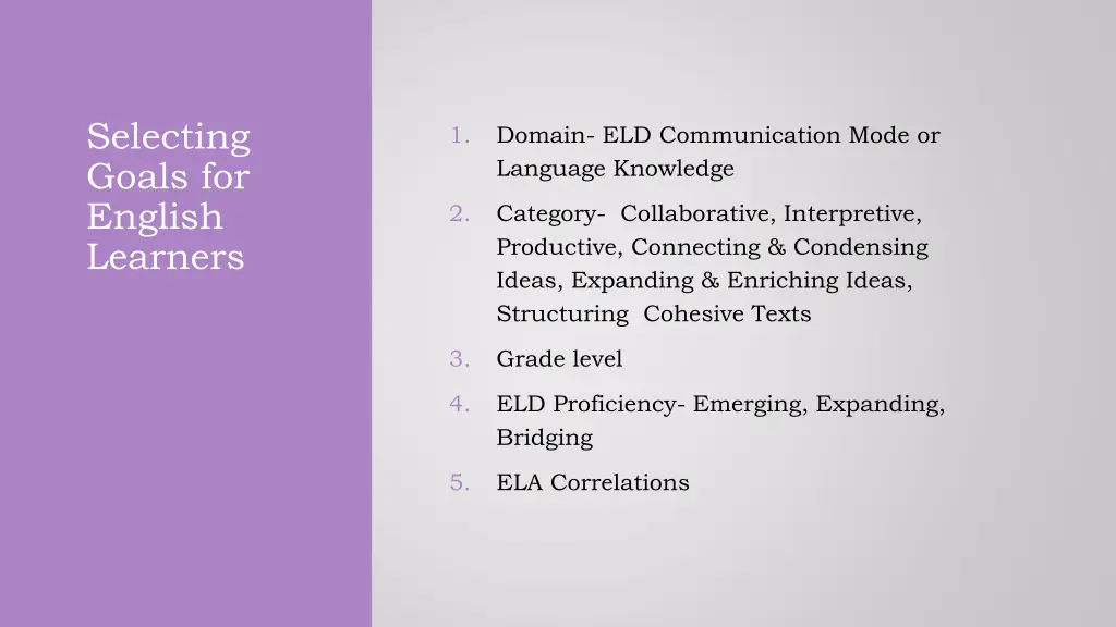 selecting goals for english learners