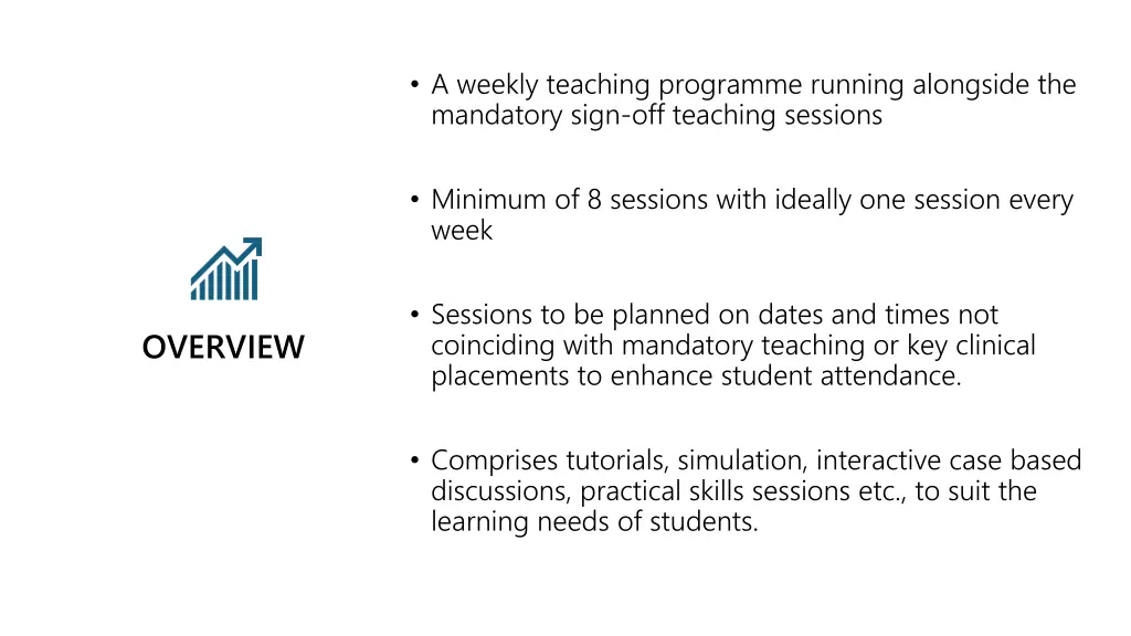 a weekly teaching programme running alongside