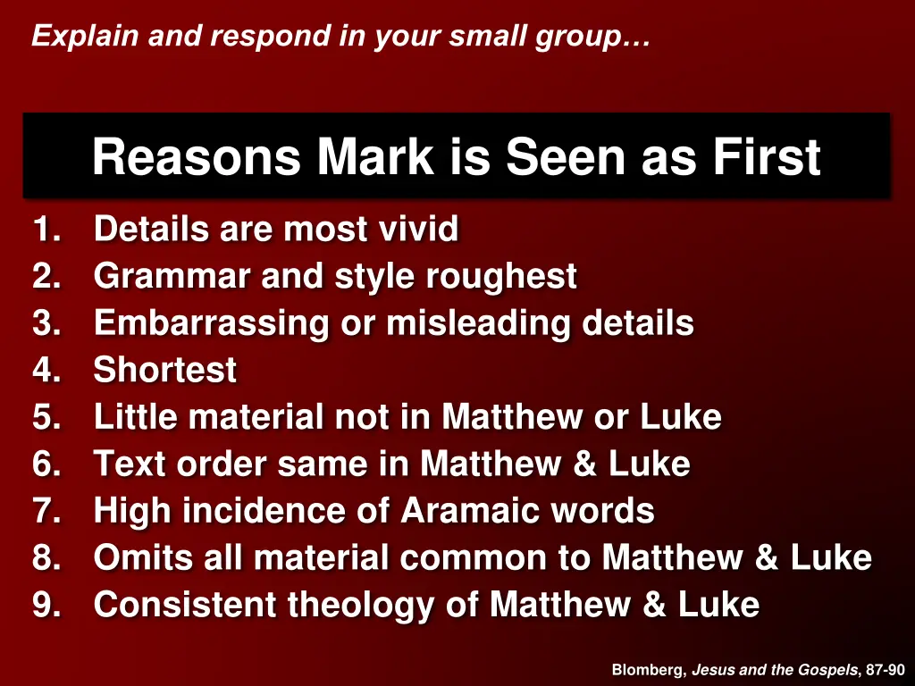 explain and respond in your small group