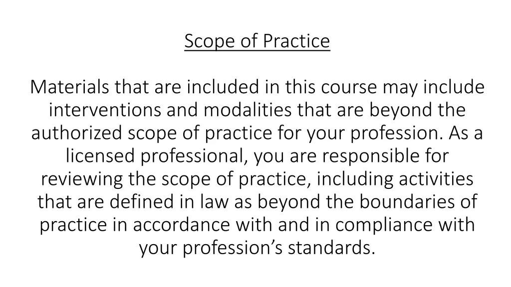 scope of practice