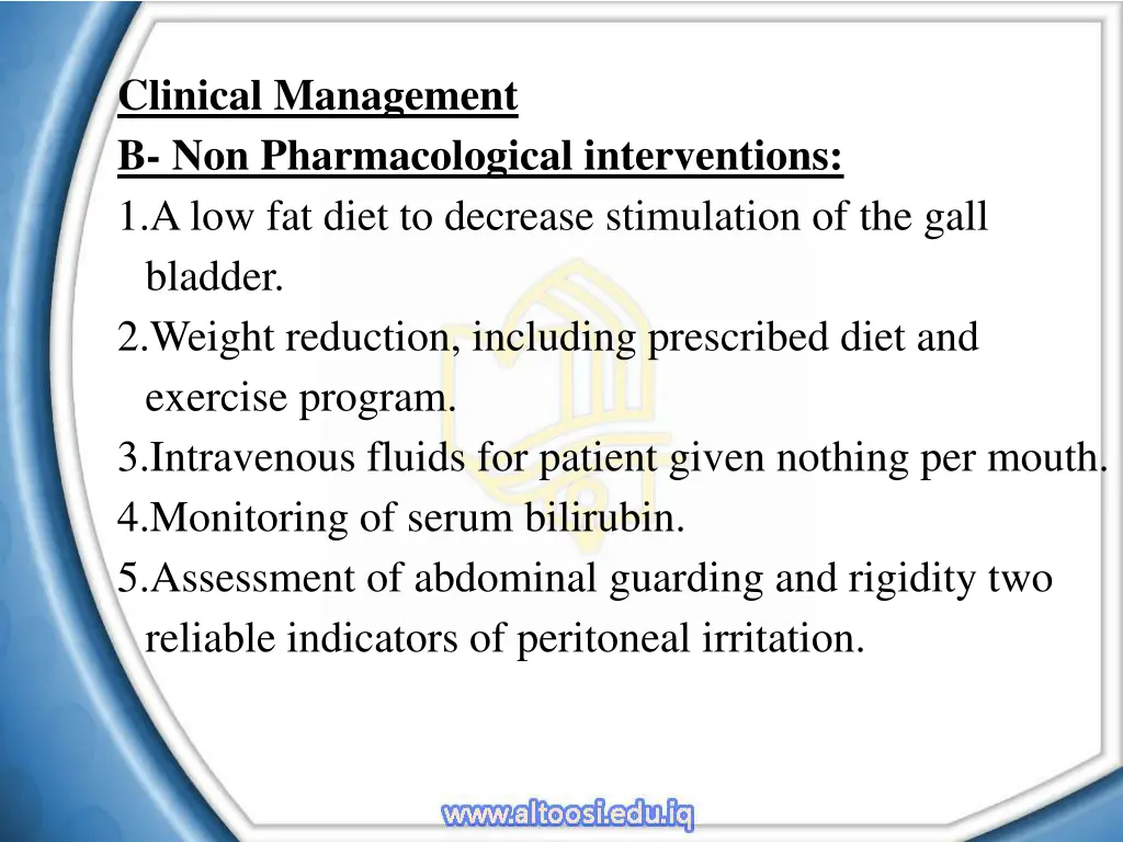 clinical management b non pharmacological