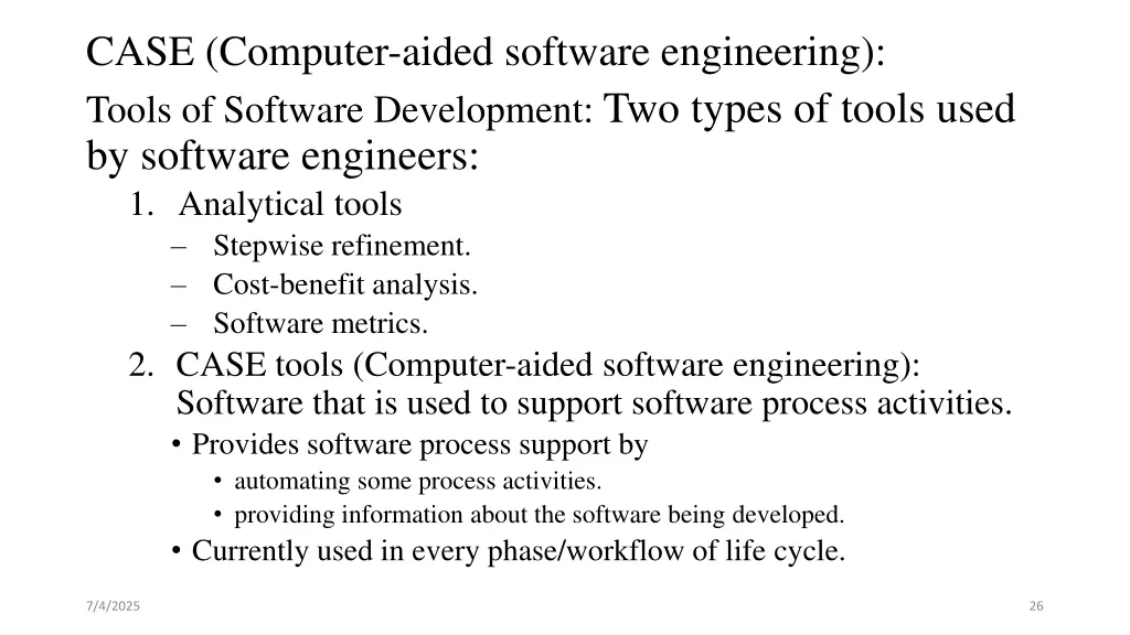 case computer aided software engineering tools