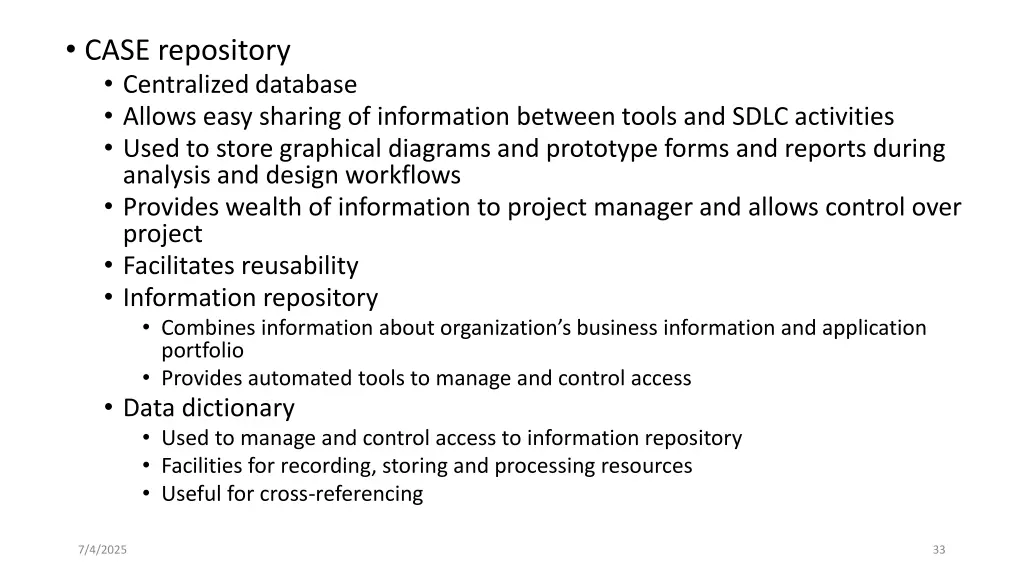 case repository centralized database allows easy