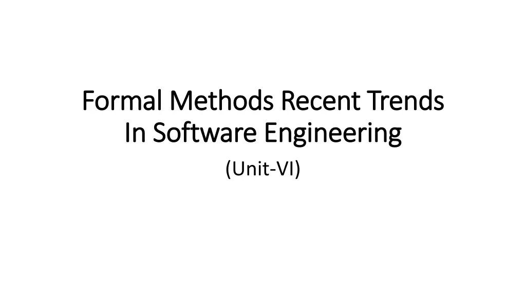 formal methods recent trends formal methods