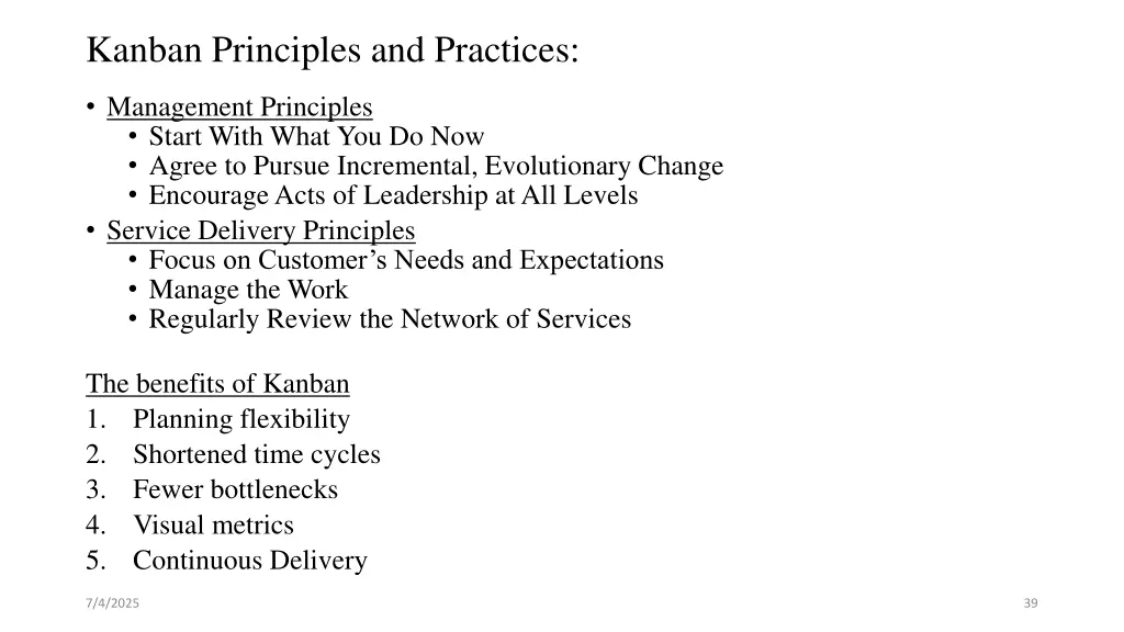 kanban principles and practices