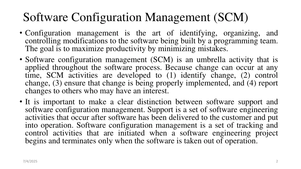 software configuration management scm