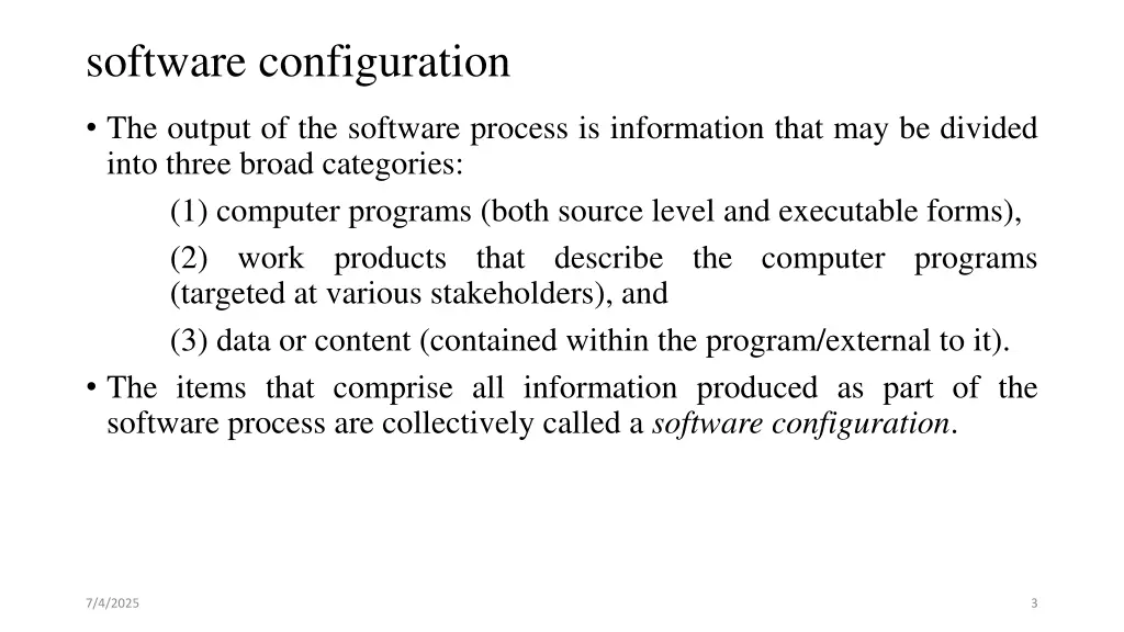 software configuration
