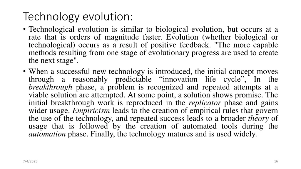 technology evolution technological evolution
