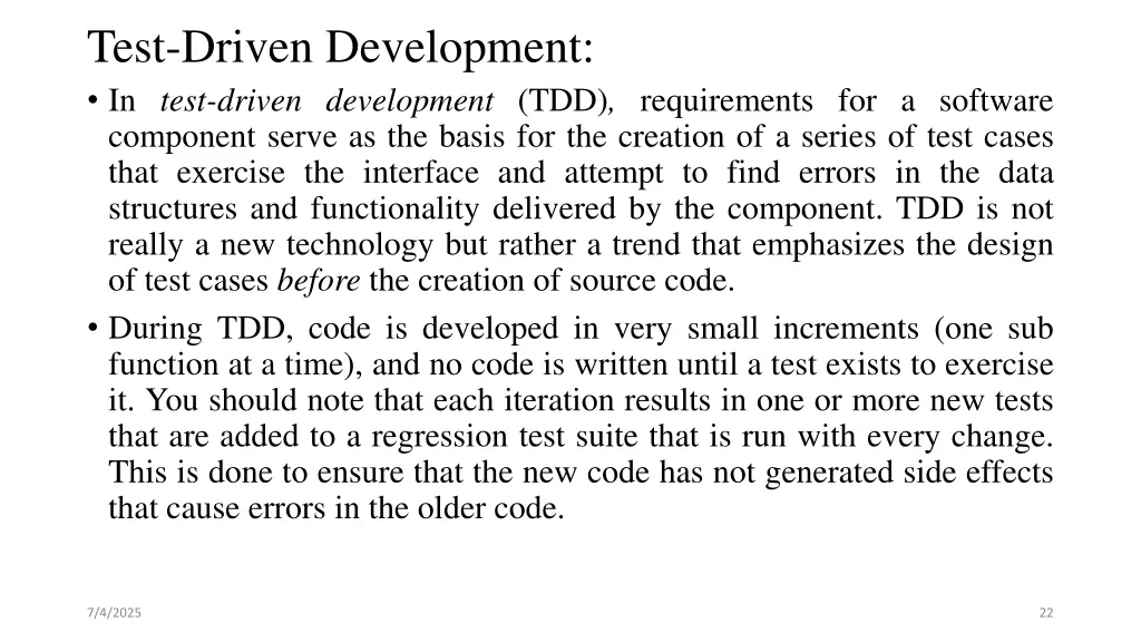 test driven development in test driven