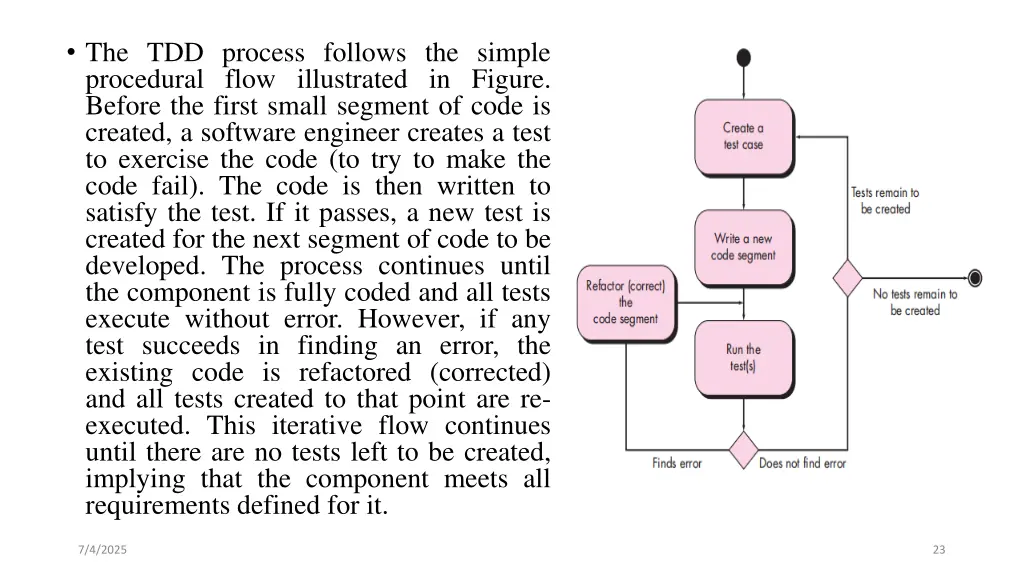 the tdd process follows the simple procedural