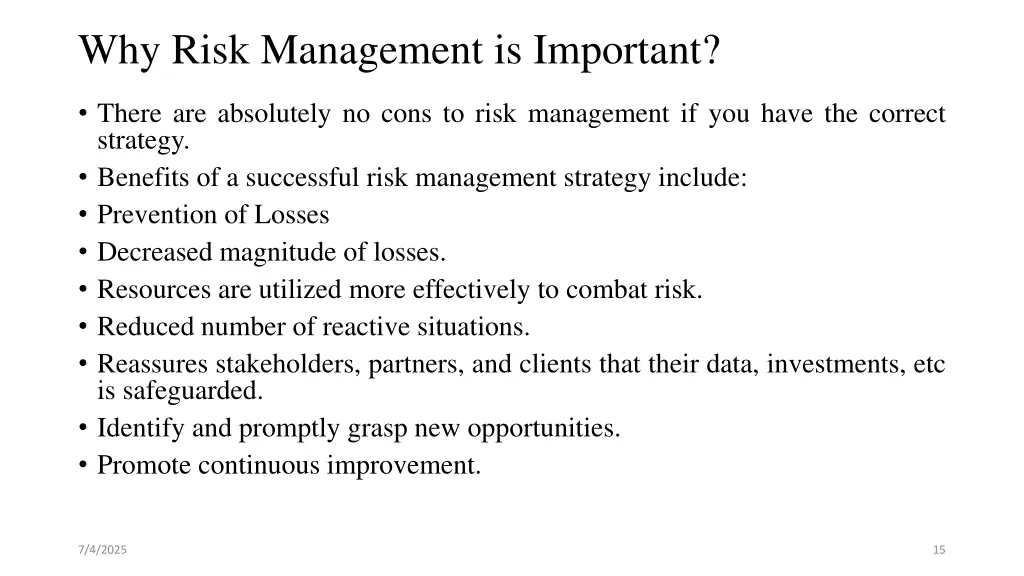 why risk management is important