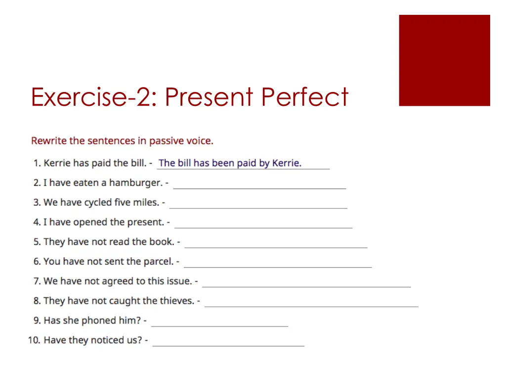 exercise 2 present perfect